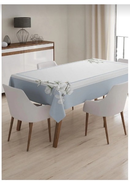 Orkide Desenli Dertsiz Leke Tutmaz 4-6 Kişilik Dikdörtgen Dijital Baskı Masa Örtüsü