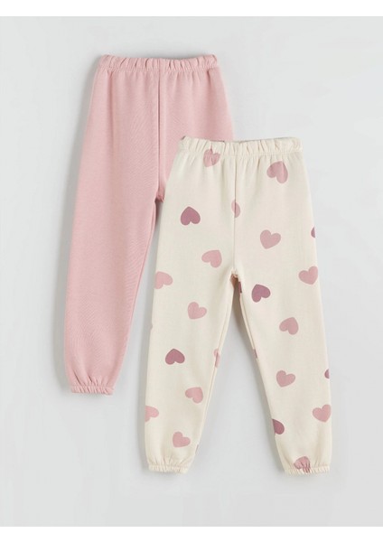 Lcw Kids Ekru Beli Lastikli Kız Çocuk Eşofman Altı 2'li