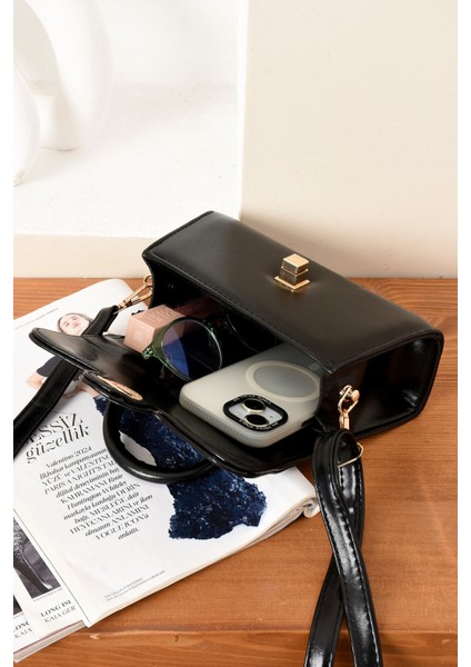 Lüks Mini Özel Tasarım Kilit Detaylı Çapraz Askılı Omuz Çantası fiyatları