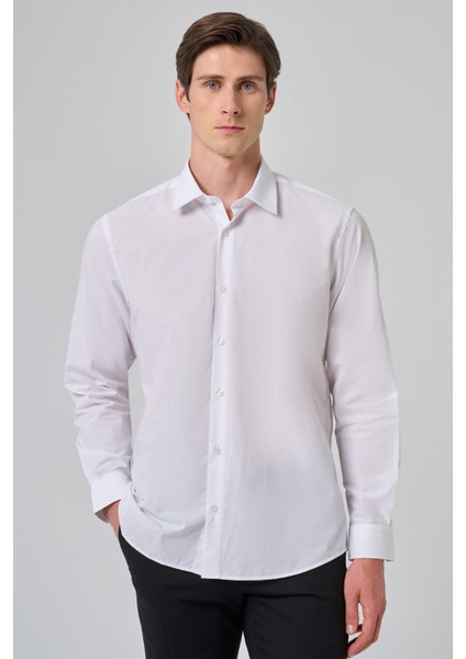 Erkek Beyaz Trend Regular Fit Gömlek