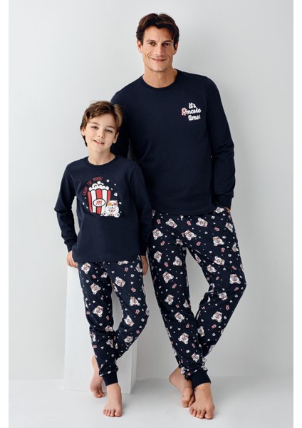 Roly Poly Erkek Aile It's Movie Time %100 Pamuk Uzun Kollu Pijama Takım modelleri