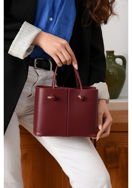 Kadın 3 Bölmeli Kaliteli Şık Çanta Omuzdan Asmalı Elden Tutmalı Askılı