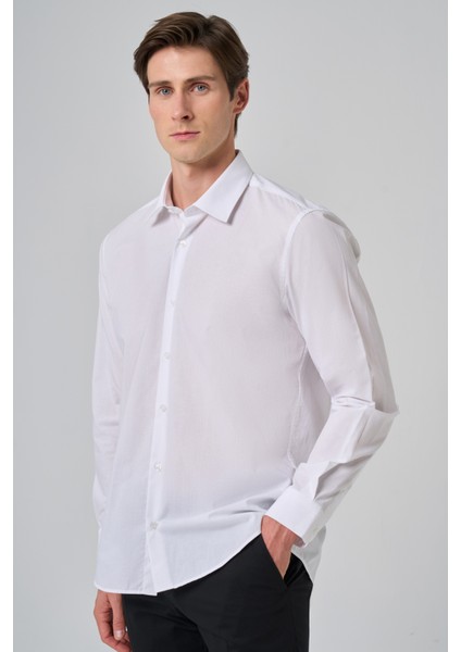 Erkek Beyaz Trend Regular Fit Gömlek fırsatları