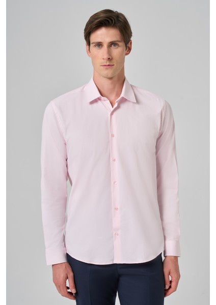 Erkek Pembe Slim Fit Sert Yaka Gömlek fiyatları