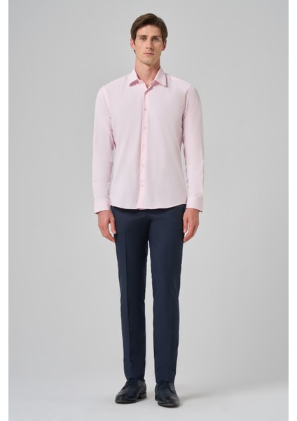Erkek Pembe Slim Fit Sert Yaka Gömlek modelleri