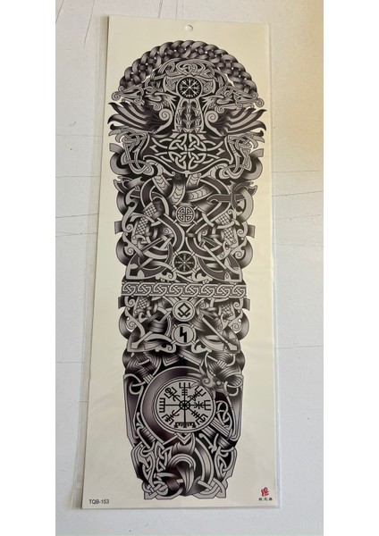 Viking 1 Hafta Kalıcı Tam Kol Bacak Yapıştırma Geçici Dövme 46 cm