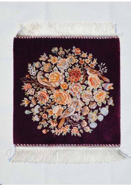 Geleneksel Desenli Ipek Minyatür Halı 40X40 cm (0.16 M²)