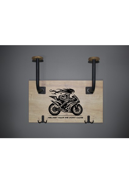 Ikili Kask Askılığı - Helmet Haır We Dont Care -Motosiklet Kask Askısı - Motosiklet Deco