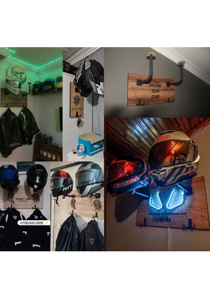 Ikili Kask Askılığı - Helmet Haır We Dont Care -Motosiklet Kask Askısı - Motosiklet Deco modelleri