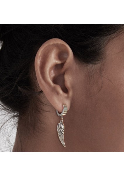 Sıkıştırmalı Mıknatıslı Kanat Model Sallantılı Erkek Kadın Unisex 316L Çelik Küpe 1 Adet modelleri