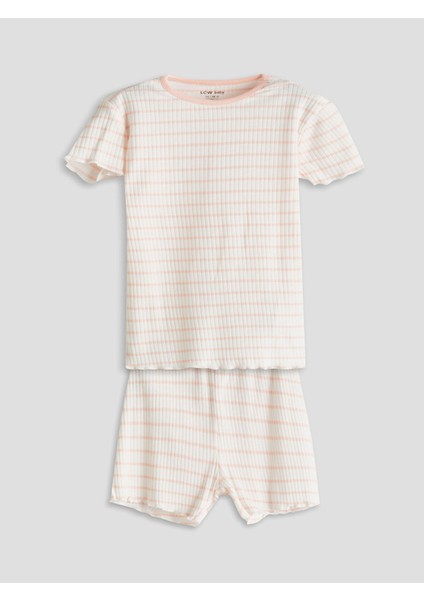 Yeni Sezon Çizgili Kız Bebek Şortlu Pijama Takım