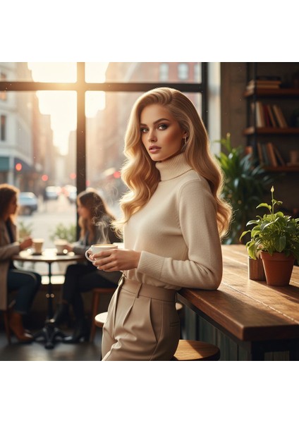 Dalgalı Front Lace Gerçek Tül Peruk / Sıcak Karamel / 60/65CM