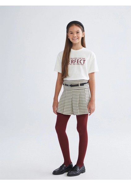 Lcw Kids Bej Pileli Kız Çocuk Şort Etek