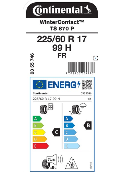 225/60 R17 99H Wintercontact Ts 870 P Oto Kış Lastiği ( Üretim Yılı: 2025 ) fiyatları