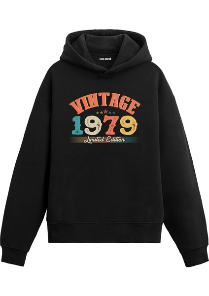 Vintage Hoodie 1979 Doğum Tarihi Baskılı Kapşonlu Unisex Hoodie