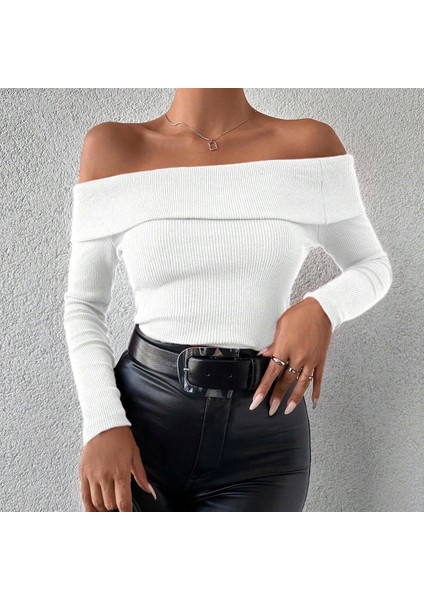 Uzun Kol Madonna Yaka Bluz Beyaz fiyatları