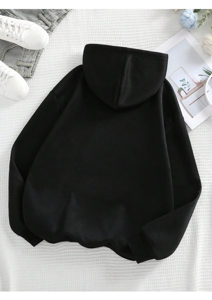 Kadın Baskılı Sweatshırt Kapüşonlu Oversize 3 Iplik Pamuklu fiyatları