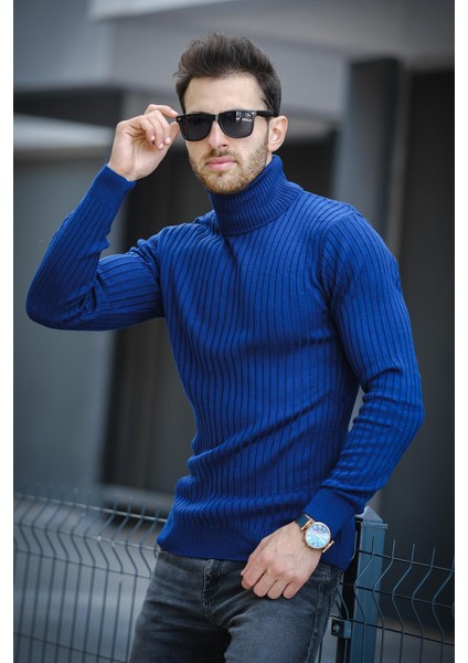 Seka 822 Kalın Fitilli Slim Fit Erkek Boğazlı Kazak