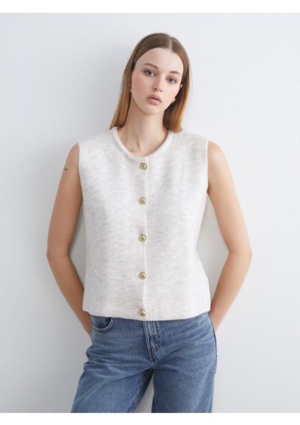 Yeni Sezon Bisiklet Yaka Kadın Triko Yelek