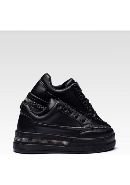 Kadın Yüksek Taban Rahat Şık Günlük Spor Ayakkabı Siyah Renk