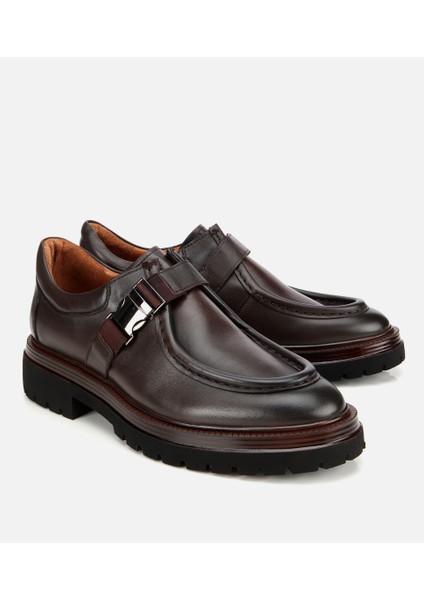 02AYH311670A480 ERKEK Deri Kahverengi Metal Tokalı Klasik Loafer fiyatları
