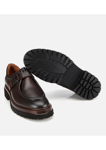 02AYH311670A480 ERKEK Deri Kahverengi Metal Tokalı Klasik Loafer