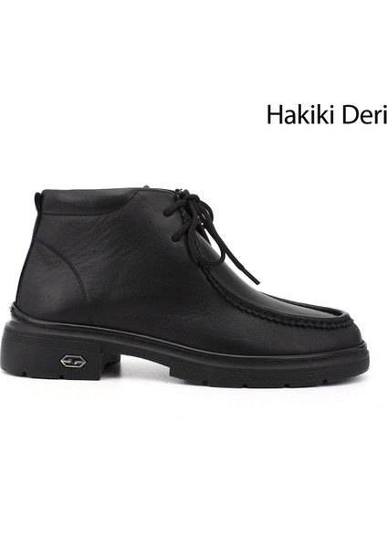 Kadın Siyah Bağcıklı Hakiki Deri Comfort Bot
