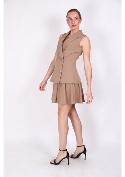 Abiye Yelek & Kısa Kloş Etek Takım-Taş fiyatları