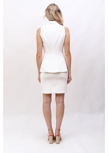 Abiye Yelek & Kısa Klem Etek Takım-Beyaz modelleri