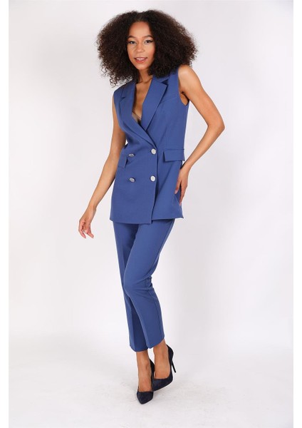 Blazer Yelek & Boru Paça Pantolon-Indigo fiyatları