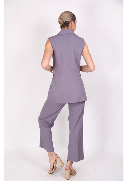 Blazer Yelek & Bol Paça Pantolon-Antrasit fiyatları