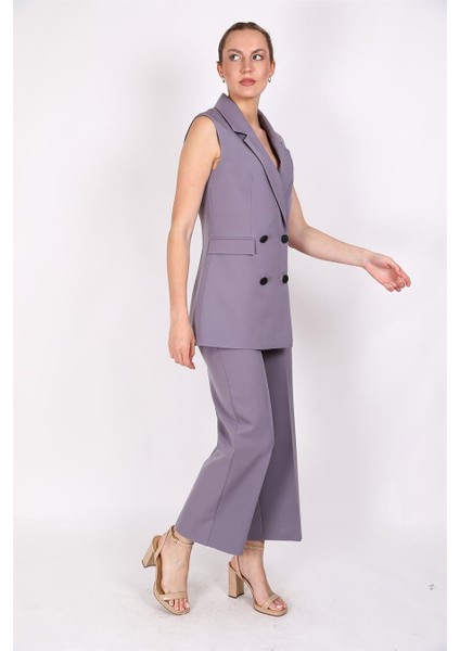 Blazer Yelek & Bol Paça Pantolon-Antrasit fırsatları