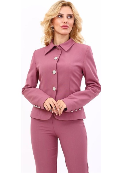 Gömlek Yaka Klasik Ceket-Rose fiyatları
