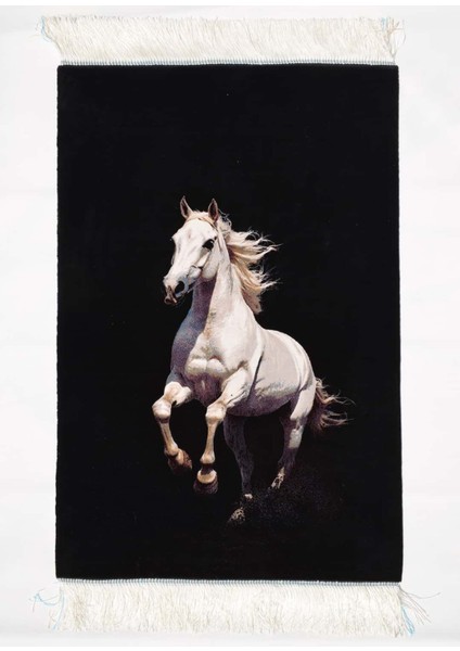 Beyaz At Desenli Bambu Tablo Halı 60X90 cm (0.54 M²)