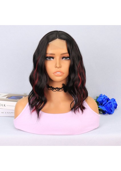 Siyah Kızıl Işıltılı Tül Peruk