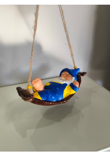 Hamakta Sallanan Cüce Dekoratif Biblo Balkon Süsü - Dekoratif Ev Aksesuarı