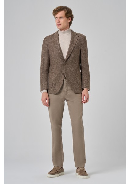 Erkek Kahve Örme Slim Fit Mono Yaka Ceket fiyatları