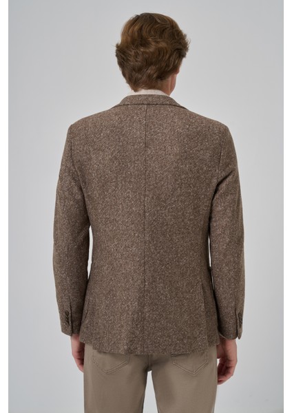 Erkek Kahve Örme Slim Fit Mono Yaka Ceket indirimleri