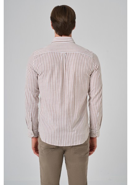 Erkek Vizon Slim Fit Düğmeli Yaka Gömlek fırsatları