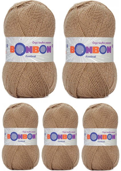 5 Adet Festival Simli Örgü Ipi Yünü Renk NO:672
