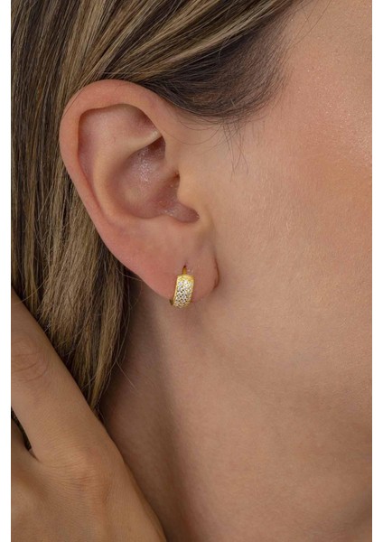 3 Sıra Altın Kaplama Italyan Model Tamtur Kadın Gümüş Küpe