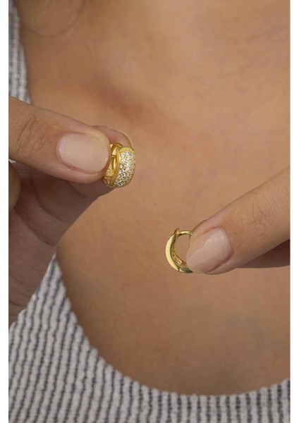 3 Sıra Altın Kaplama Italyan Model Tamtur Kadın Gümüş Küpe modelleri