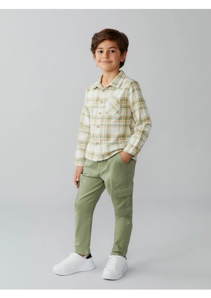 Lcw Kids Yeşil Beli Lastikli Erkek Çocuk Kargo Pantolon