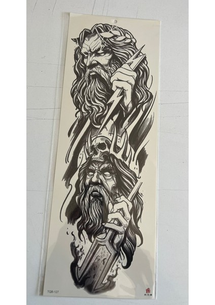 Tanrıların Savaşı 1 Hafta Kalıcı Tam Kol Bacak Yapıştırma Geçici Dövme 46 cm