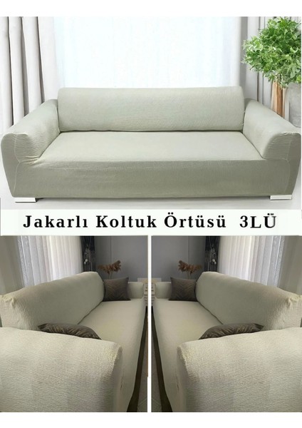 Jakarlı Ağaç Kabuğu 3kişilik Koltuk Örtüsü, Çekyat, Kanepe, Koltuk Kılıfı 1 Adet