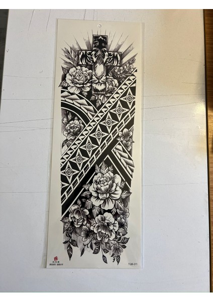 Haç Çiçek 1 Hafta Kalıcı Tam Kol Bacak Yapıştırma Geçici Dövme 46 cm