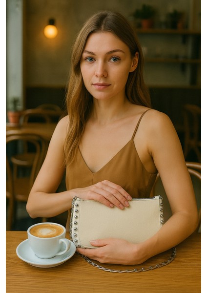 Zincir Askılı Stud Detaylı Kadın Omuz Çantası