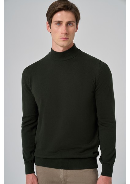 Erkek Haki Basic Yarım Balıkçı Yaka Dynamic Fit Rahat Kesim Triko fırsatları