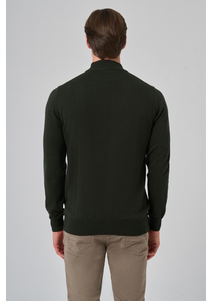 Erkek Haki Basic Yarım Balıkçı Yaka Dynamic Fit Rahat Kesim Triko indirimleri