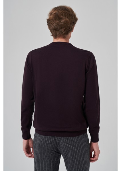 Erkek Mor Basic Bisiklet Yaka Dynamic Fit Rahat Kesim Triko indirimleri